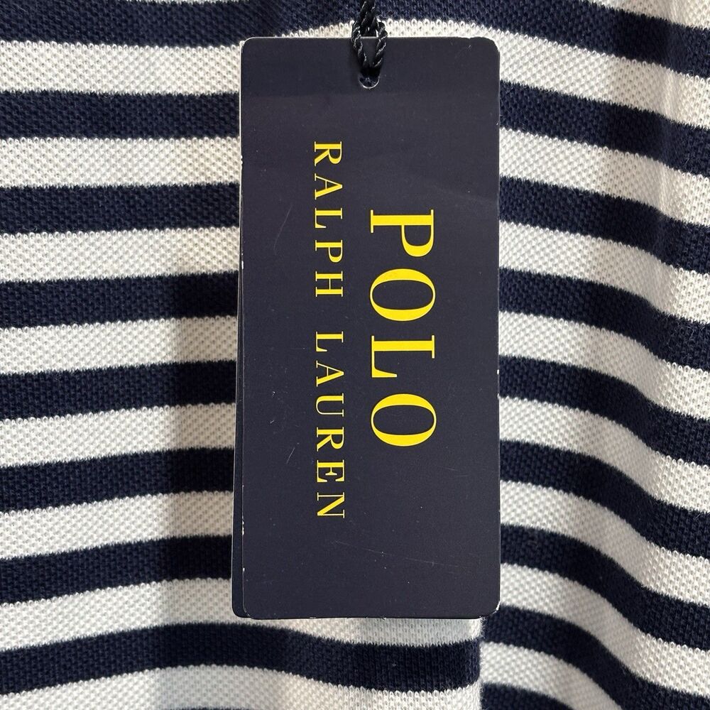 Polo Ralph Lauren Mens 6XB Navy Blue White Striped Short Sleeve Polo Shirt NWT - Picture 6 of 8